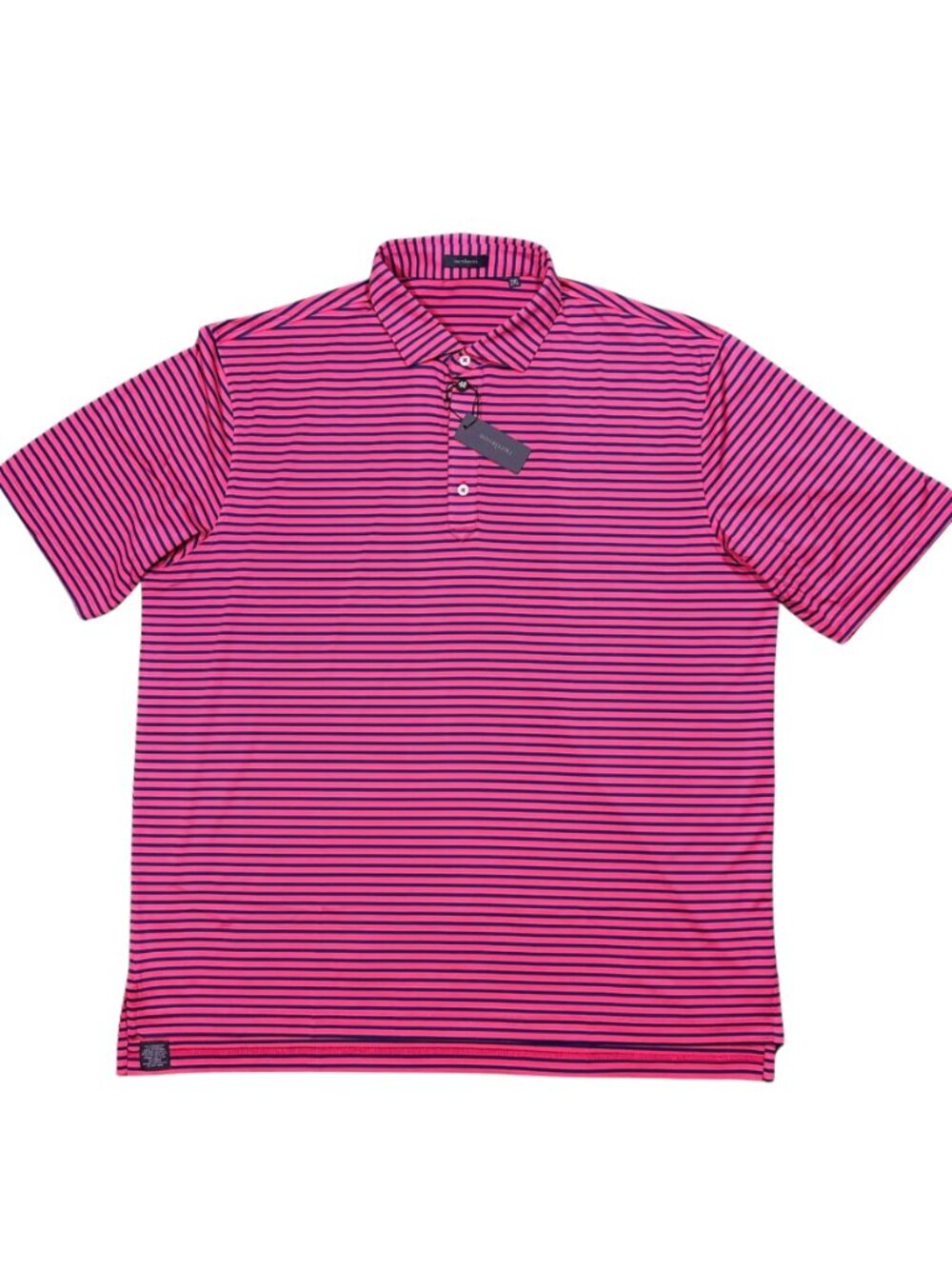 Turtleson Rouge Red / Navy Blue Miller Stripe Performance Polo Pink NWT 2XL